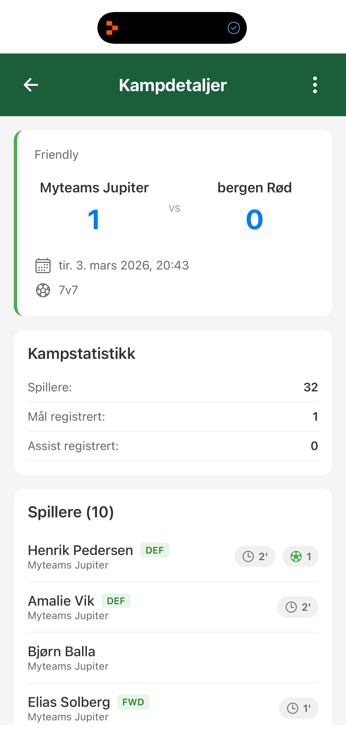 Match result
